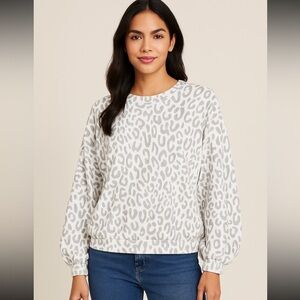 Rebecca Minkoff Crew Neck Sweatshirt Leopard Print OVERSIZED EUC🫶